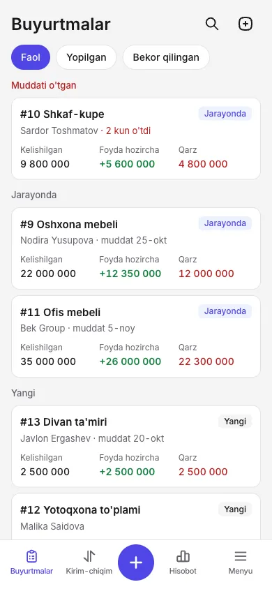 Buyurtmalar ro'yxati